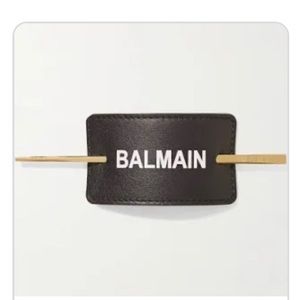 BALMAIN gold plated hair pin embossed leather